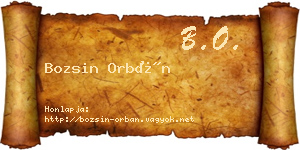 Bozsin Orbán névjegykártya